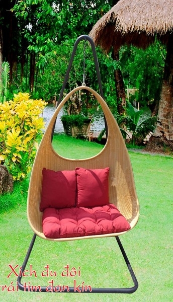 Ghế xích đu đôi trái tim đan kín KH29