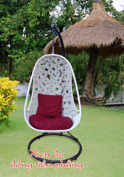 Ghế xích đu đồng tiền phẳng trắng KH10