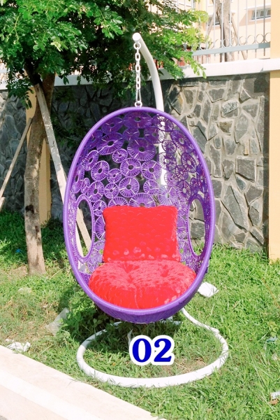 Ghế xích đu đồng tiền oval tím KH02