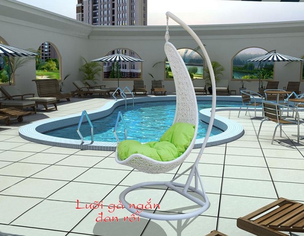 Ghế xích đu lưỡi gà ngắn đan rối KH36